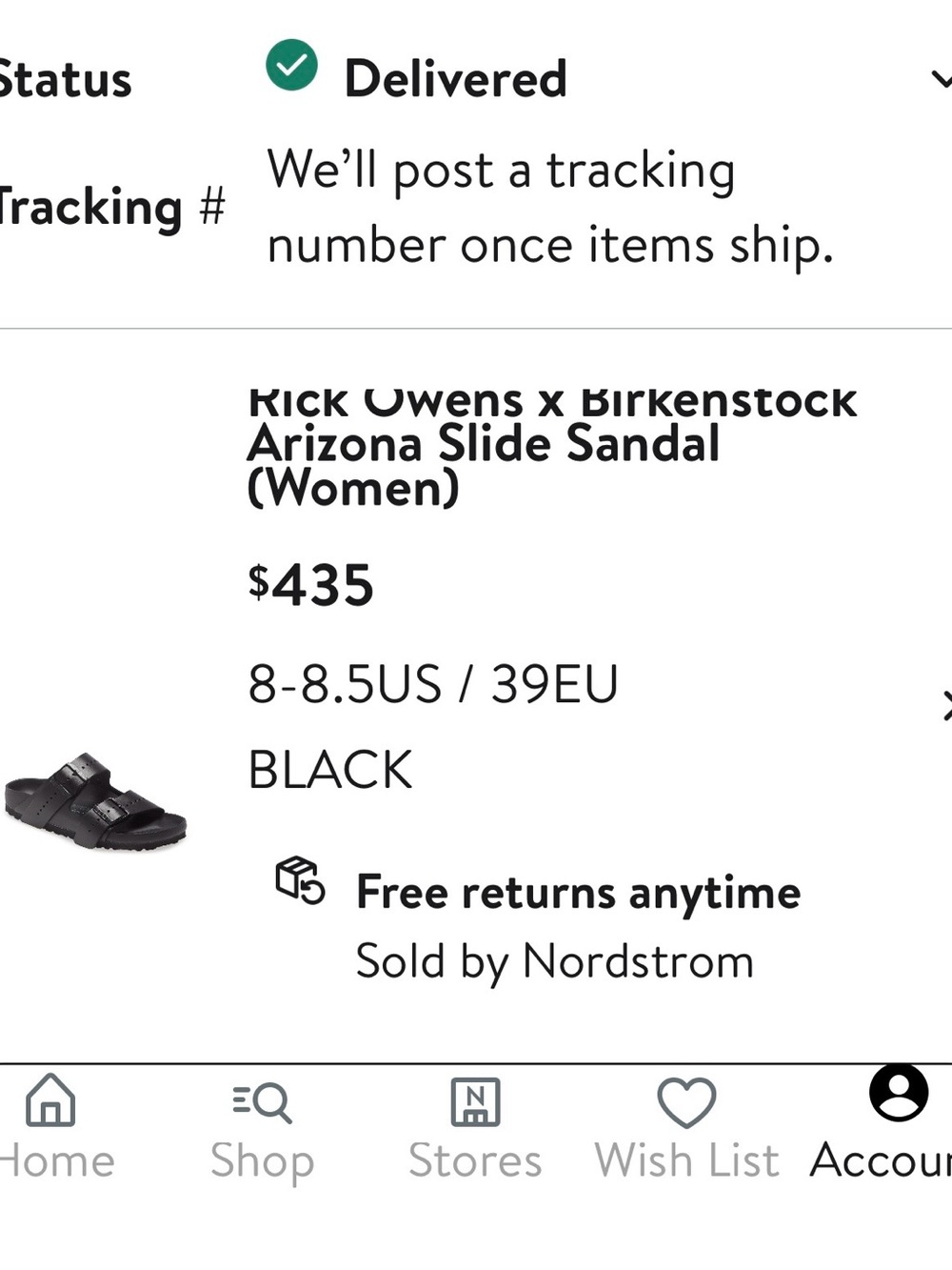 Birkenstock Black Rick Owens Arizona Double-Strap Slide Sandals